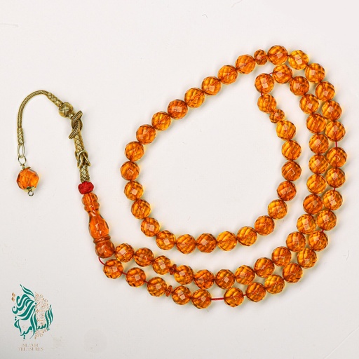 مسباح كهرب شفاف مضلّع برتقالي نفيس